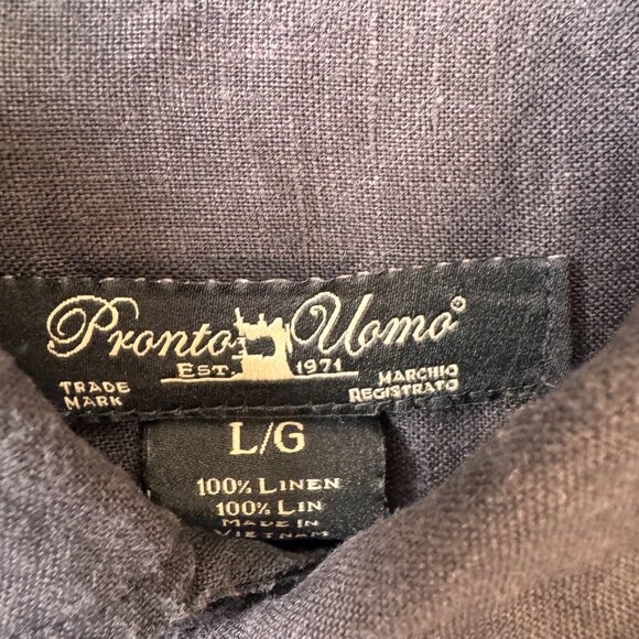 Pronto Uomo Linen Button-Up Shirt Black - Picture 4 of 6